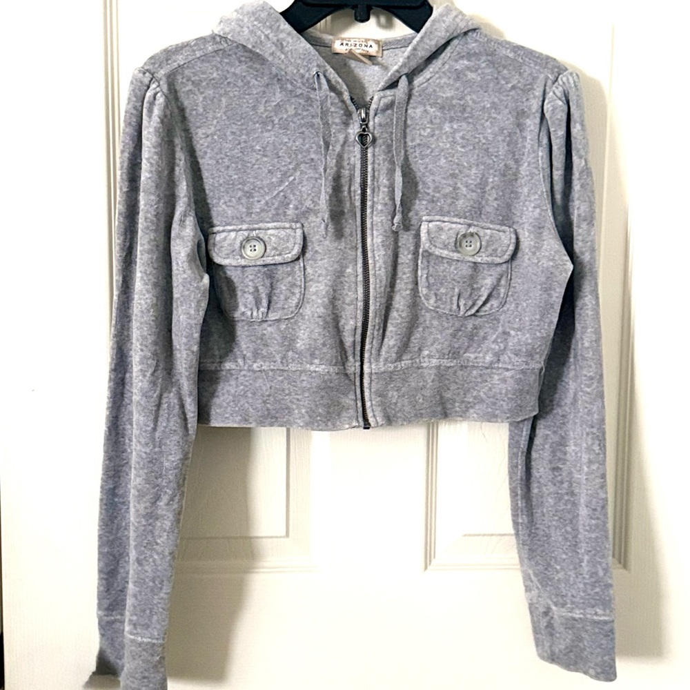 Arizona Jean Company Light Gray Cropped Hoodie - Picture 1 of 9